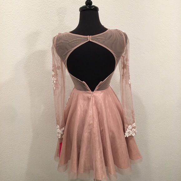 NWT Gianni Bini Nude Tulle Pearl Beaded Dress Sz 1 - Picture 8 of 12